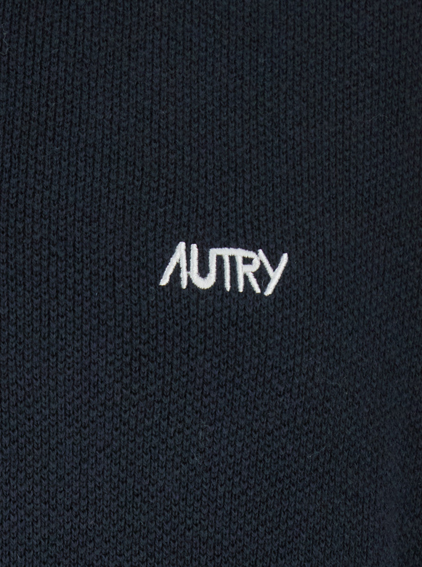 Dark Blue Logo Shirt Collar Polo 3