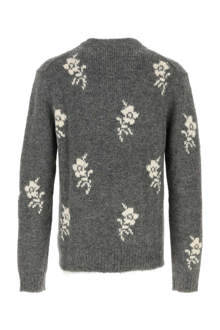 Grey Floral Crew-Neck Sweater 2