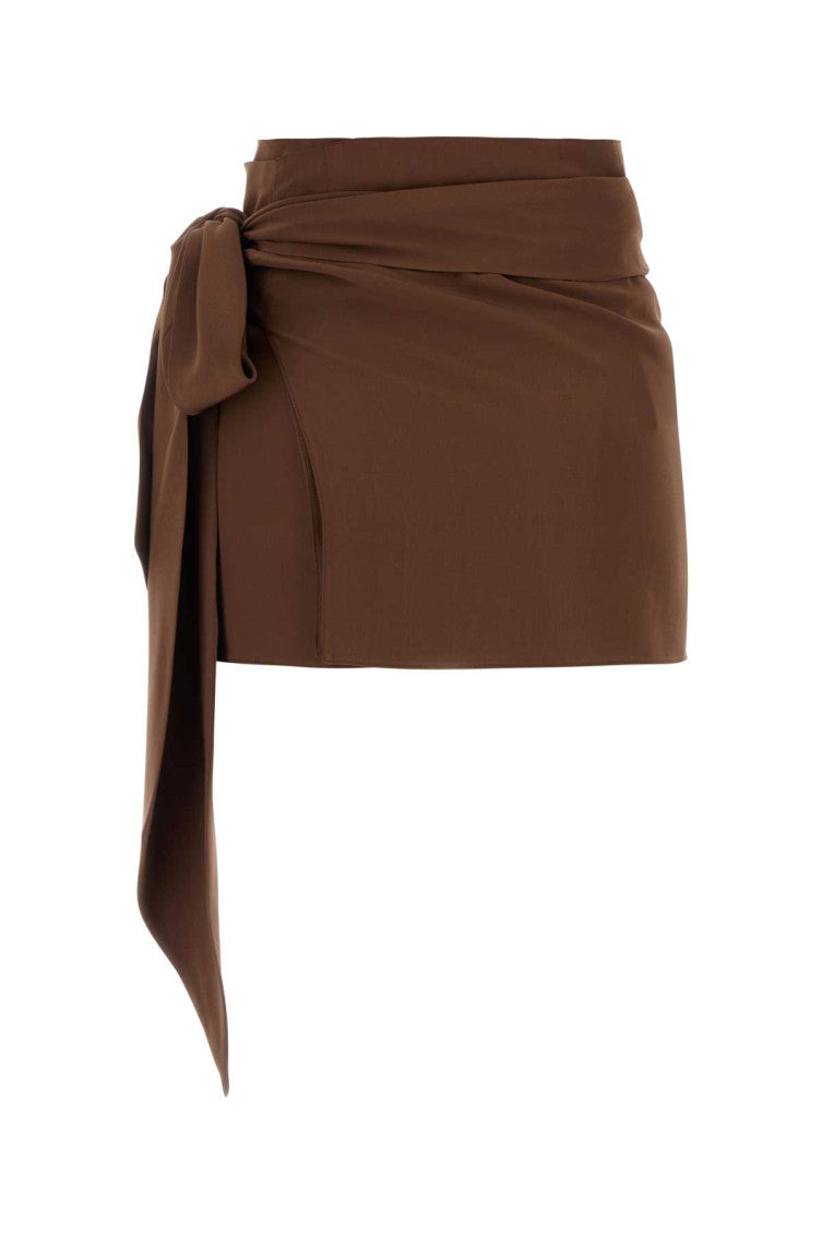 Brown Crepe Mini Skirt 2