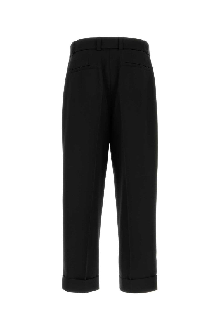 Black Wool Gabardine Belted Trousers 2