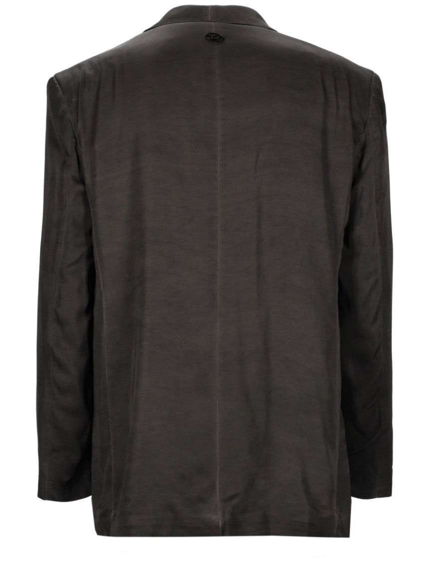 Grey Solid Shawl Lapel Jacket 3