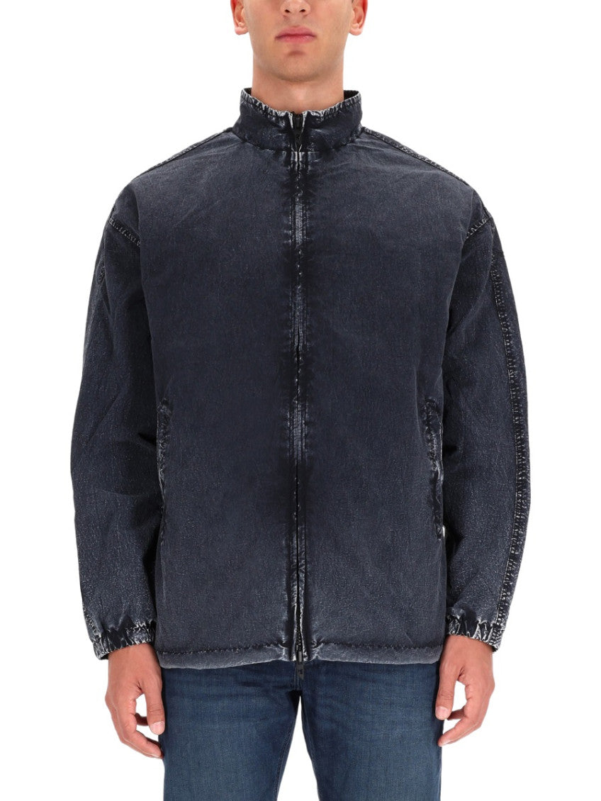 Grey Solid Mandarin Collar Jacket 1