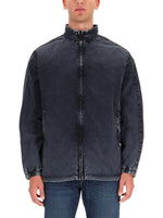 Grey Solid Mandarin Collar Jacket 1