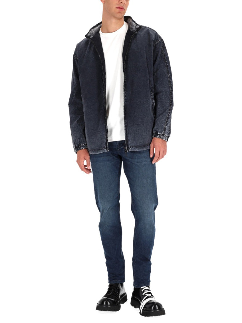Grey Solid Mandarin Collar Jacket 2