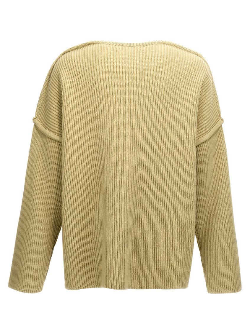 Beige Geometric Neckline Sweater 2