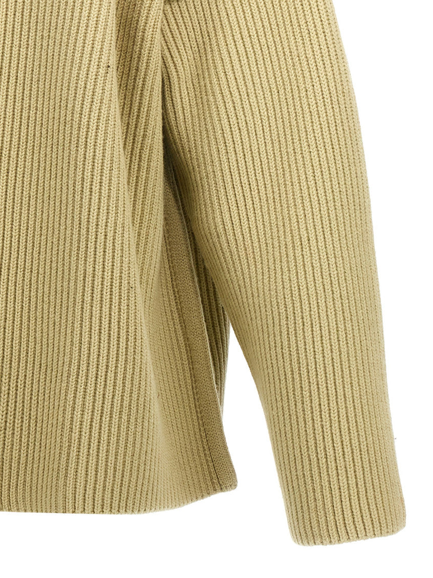 Beige Geometric Neckline Sweater 4