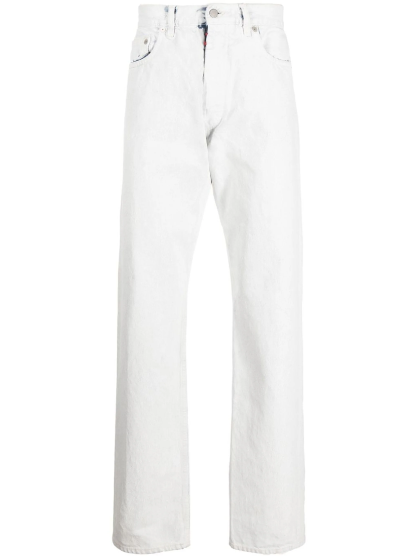White Straight Leg Jeans 1