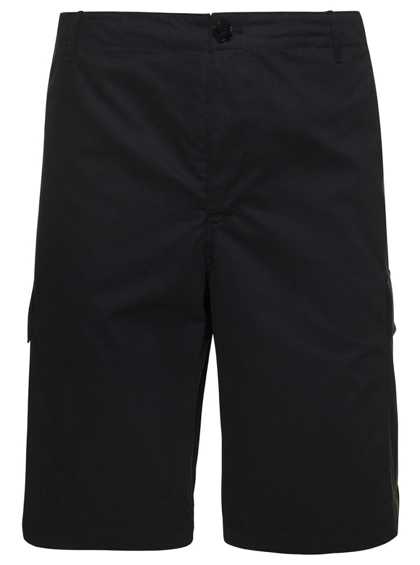 Black Logo Patch Cargo Shorts 1