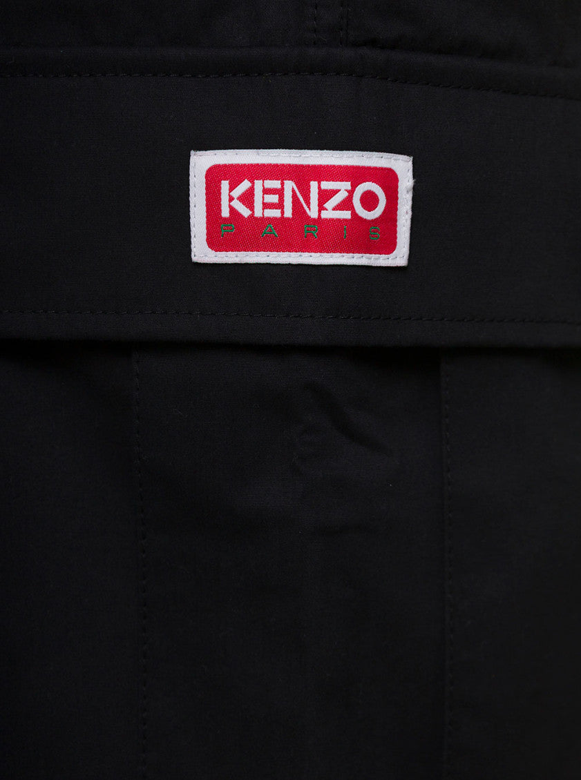 Black Logo Patch Cargo Shorts 3