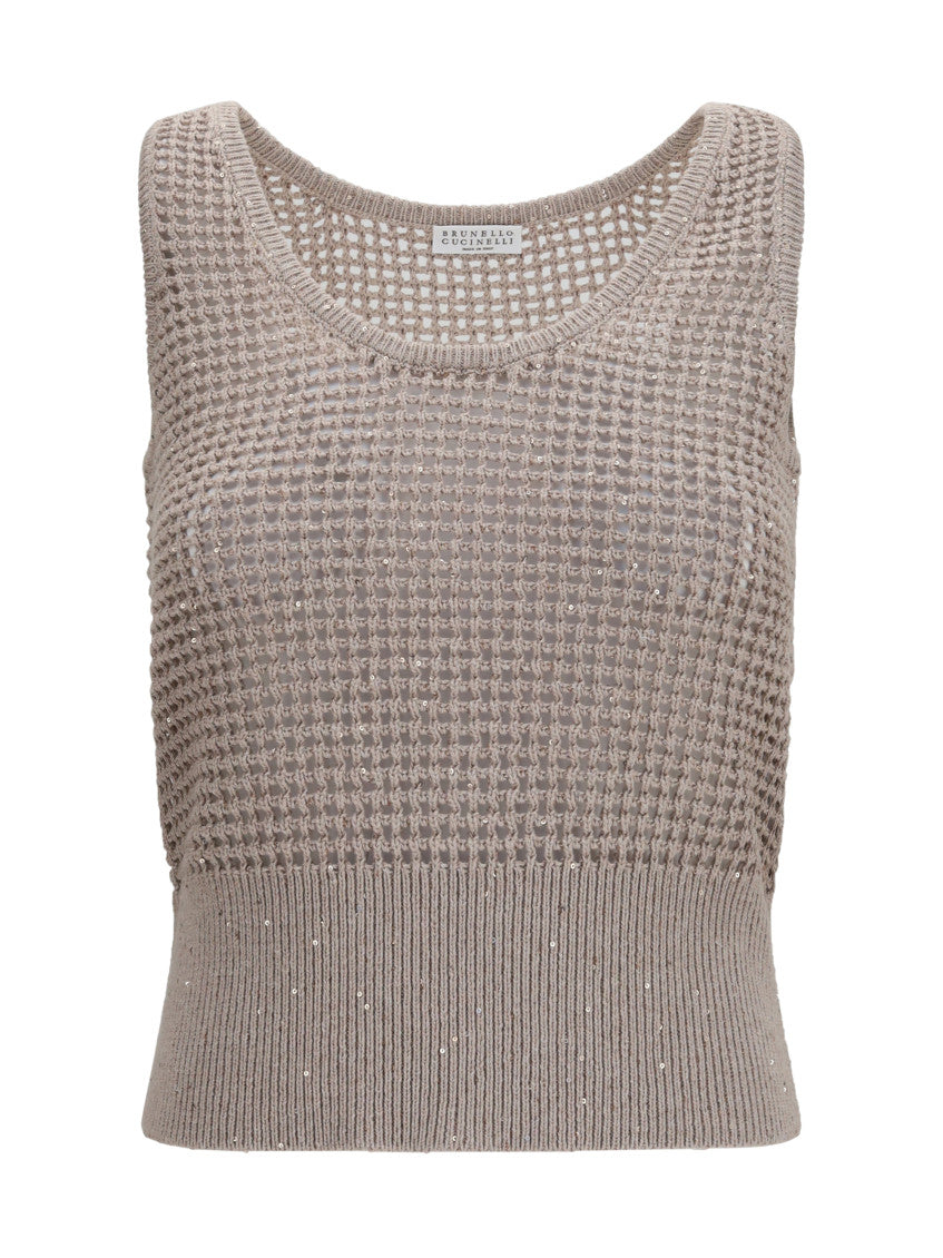 Beige Knitted Round Neck Top 1