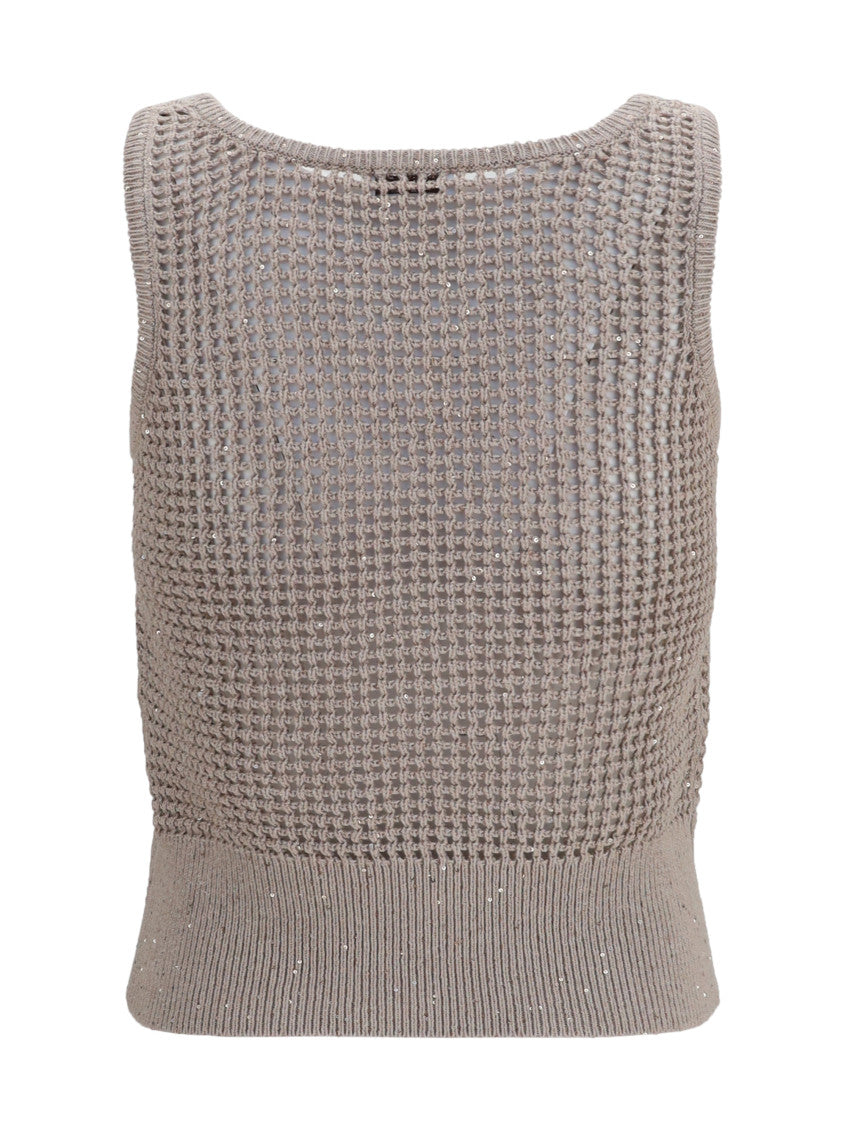 Beige Knitted Round Neck Top 2