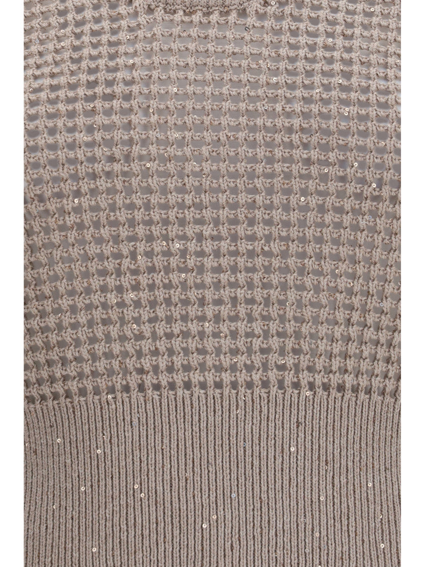 Beige Knitted Round Neck Top 3