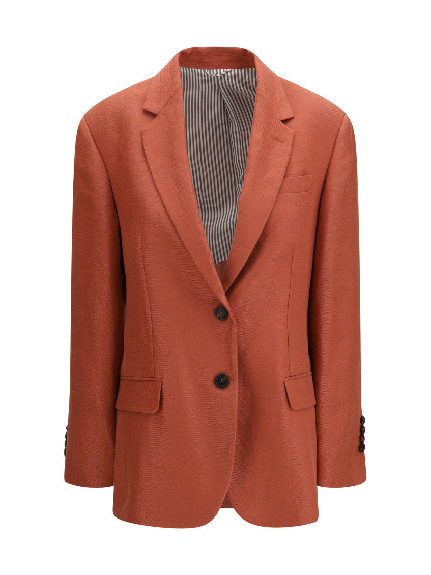 Red Textured Peaked Lapel Blazer 1