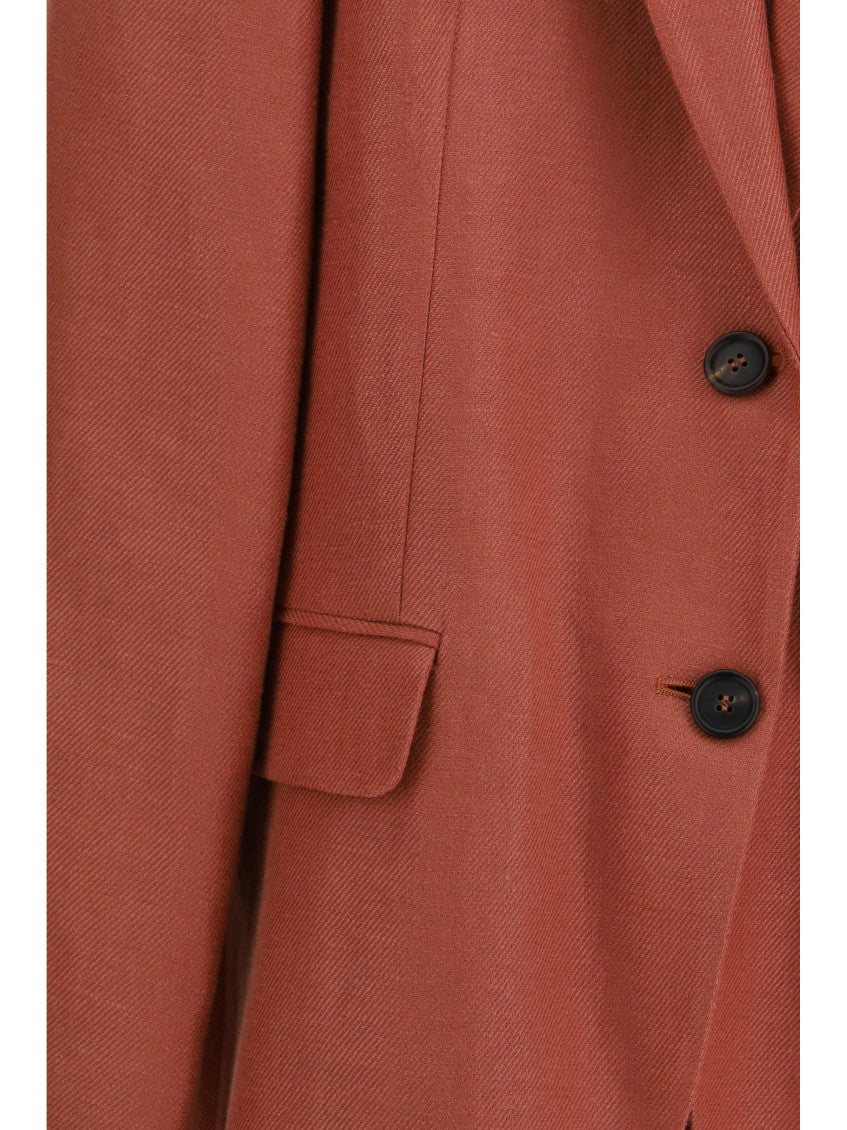 Red Textured Peaked Lapel Blazer 3