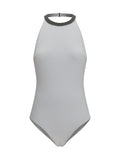 White Halter Neck Swimsuit 1