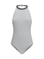 White Halter Neck Swimsuit 1