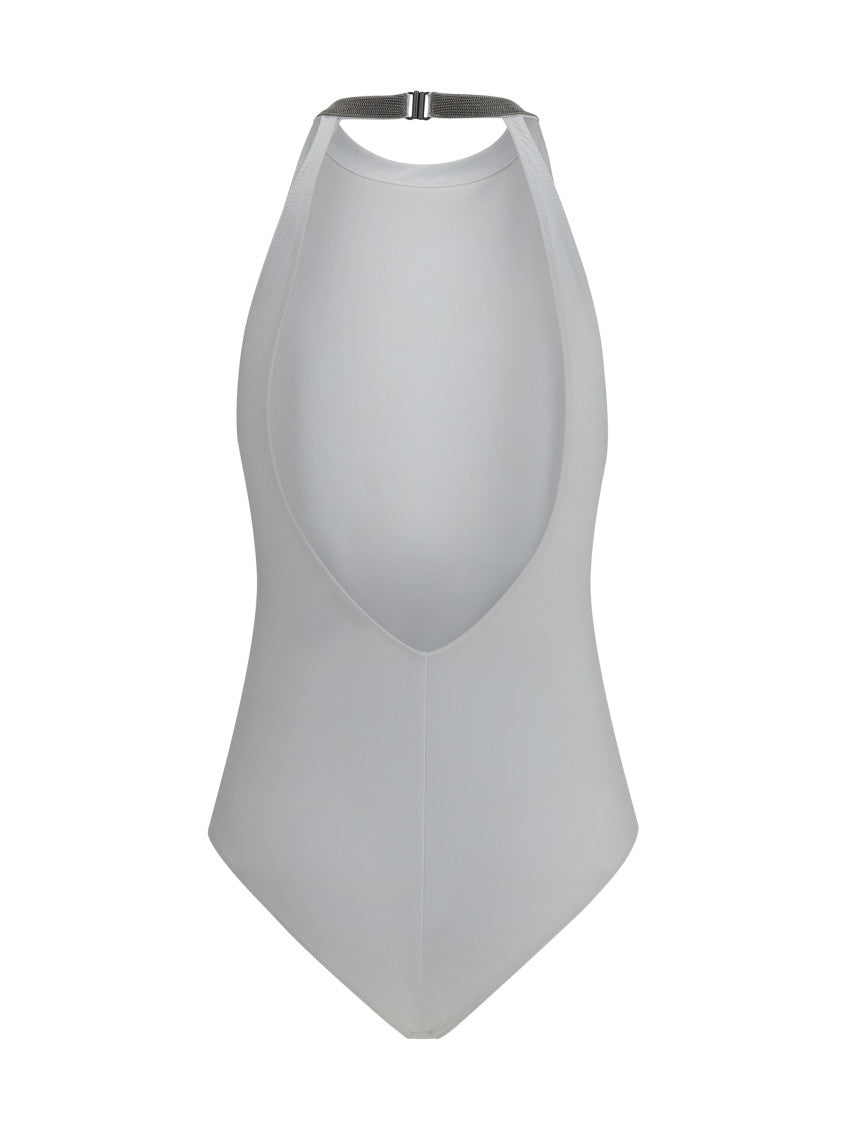 White Halter Neck Swimsuit 2
