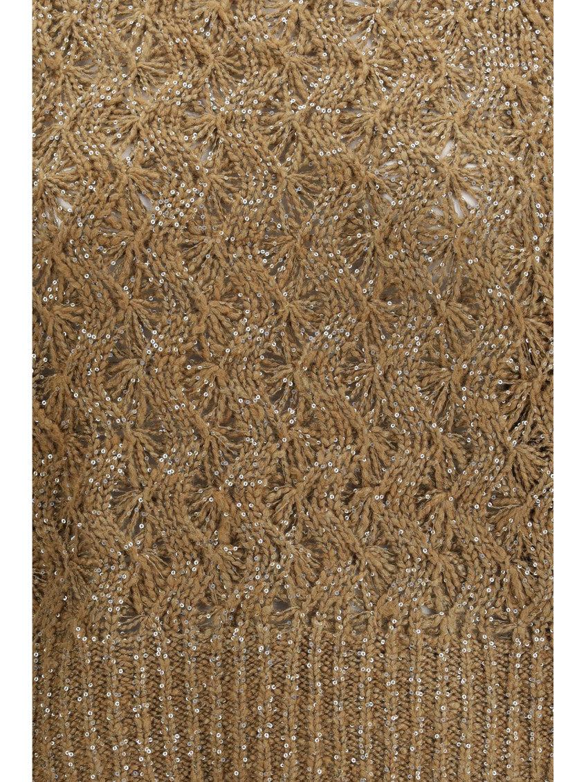 Beige Knitted Crew Neck Sweater 3