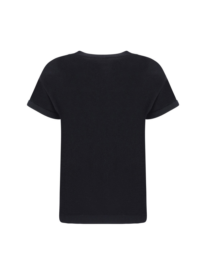 Black Solid Crew Neck T-Shirt 2