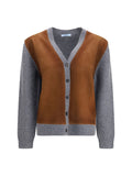 Brown Solid V Neck Cardigan 1
