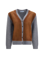 Brown Solid V Neck Cardigan 1