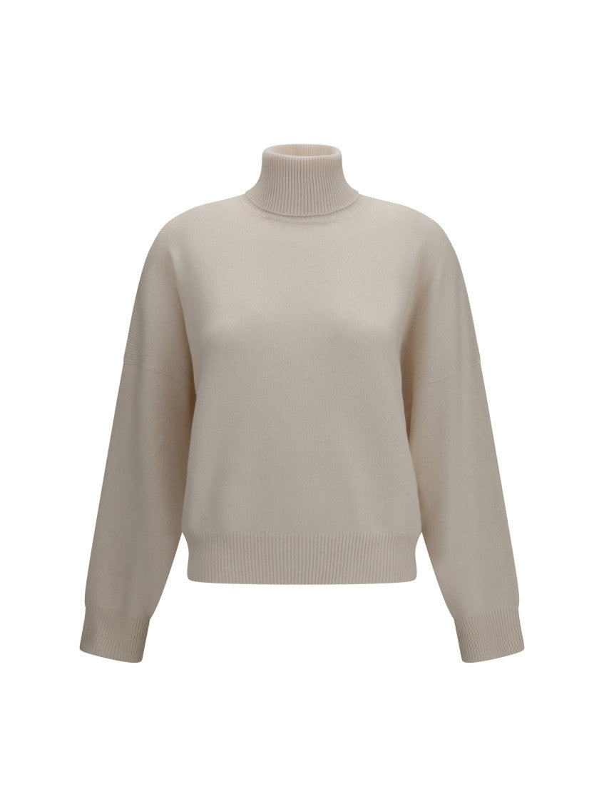 Off White Knitted Turtle Neck Sweater 1