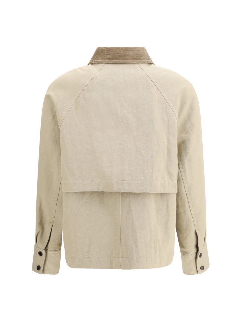 Beige Solid Shirt Collar Jacket 2