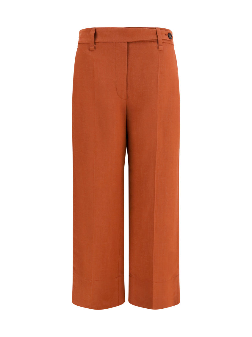 Brown Tailored Flat Front Pants 1