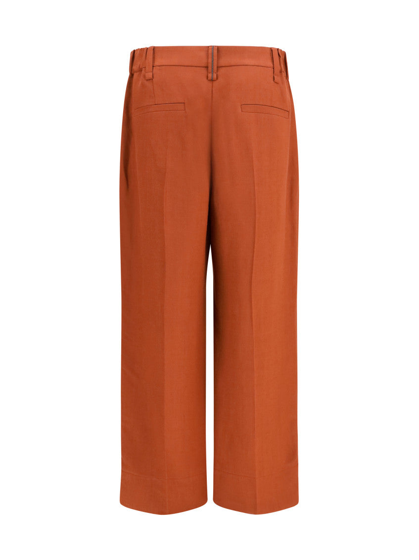 Brown Tailored Flat Front Pants 2