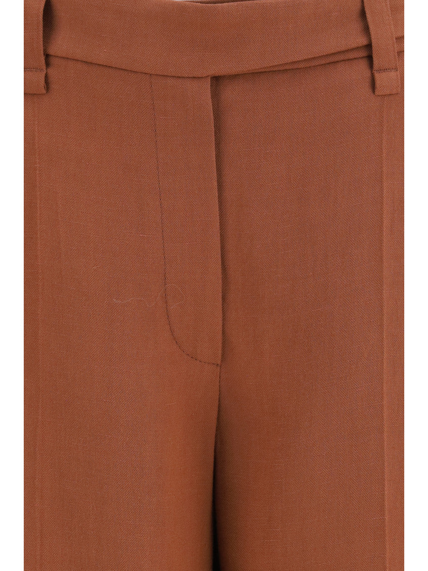 Brown Tailored Flat Front Pants 3