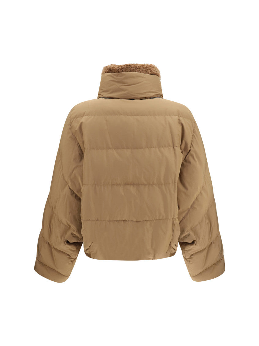 Beige Quilted Mock Collar Jacket 2