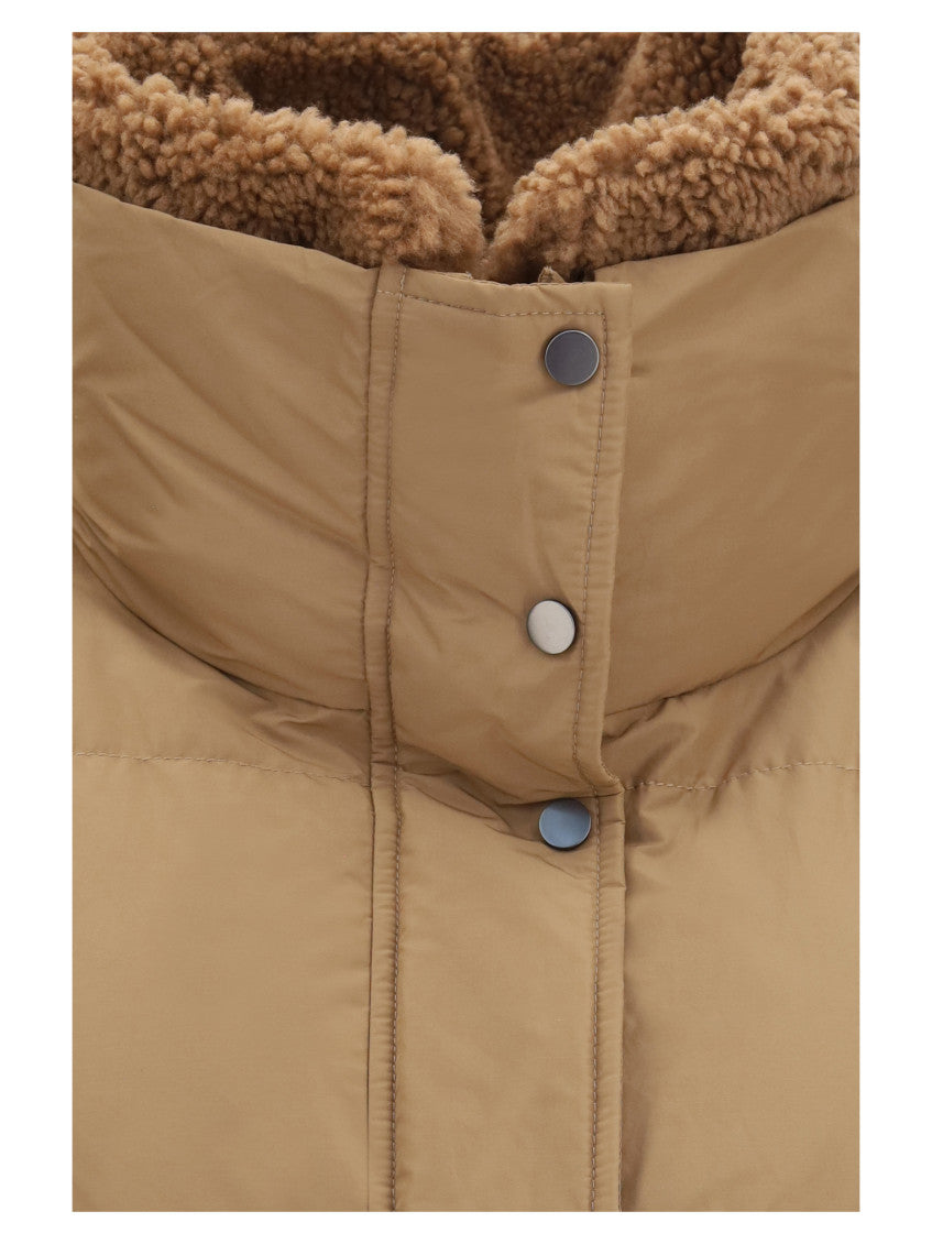 Beige Quilted Mock Collar Jacket 3