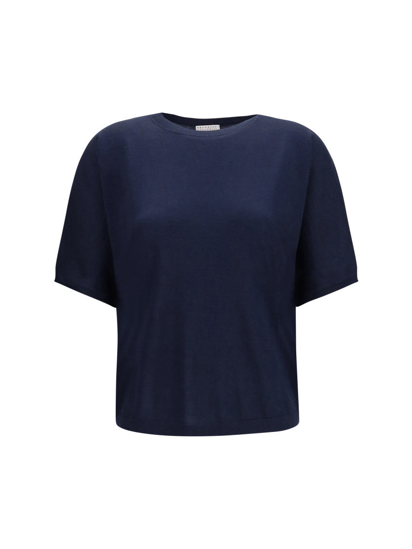 Blue Solid Round Neck Sweater 1