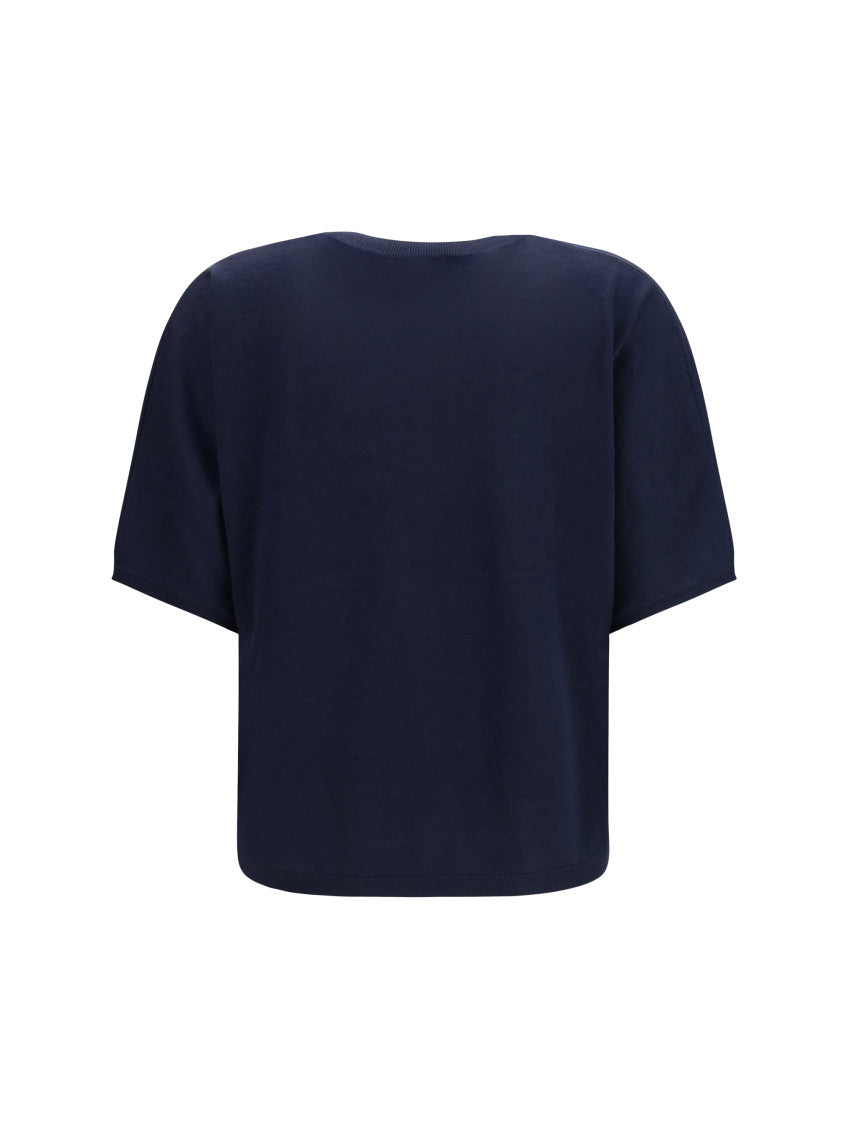 Blue Solid Round Neck Sweater 2