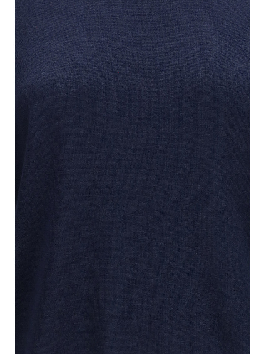 Blue Solid Round Neck Sweater 3