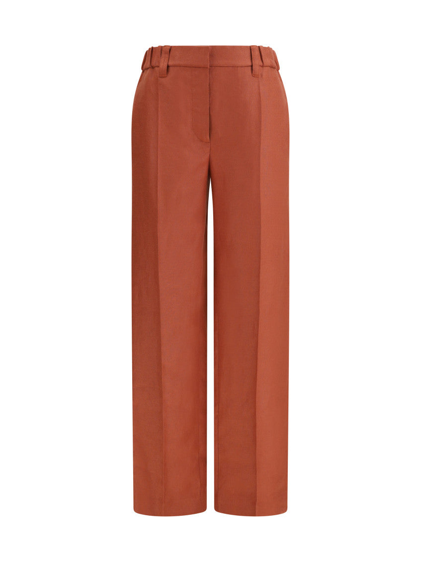Red Relaxed Flat Front Pants 1