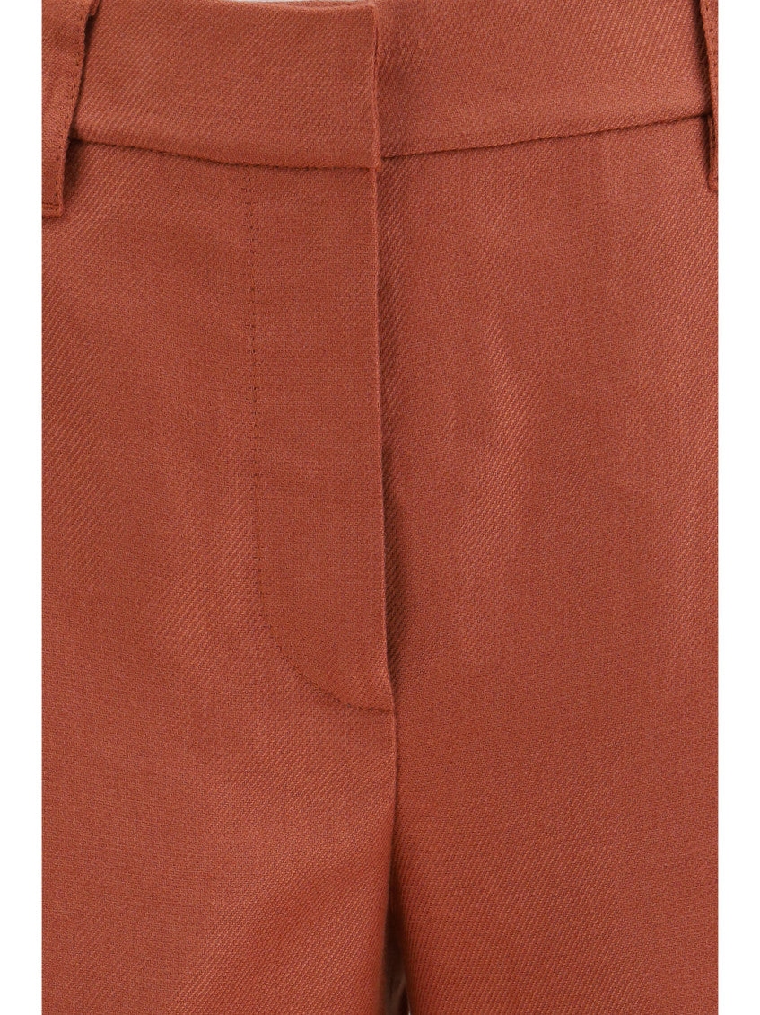 Red Relaxed Flat Front Pants 3