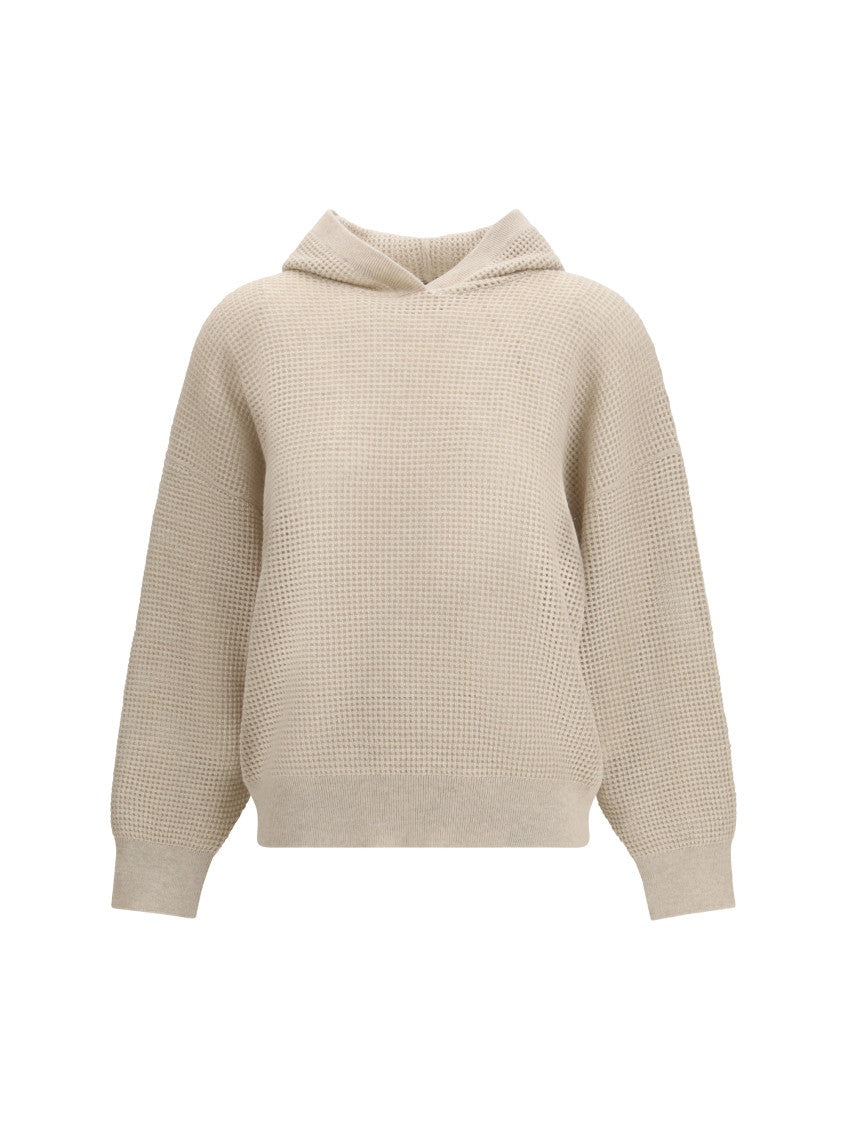 Beige Knitted Hood Sweatshirt 1
