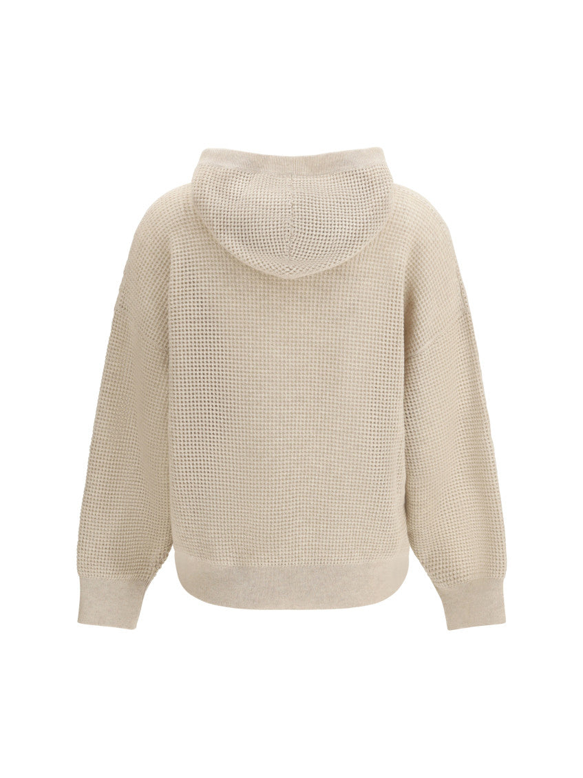 Beige Knitted Hood Sweatshirt 2