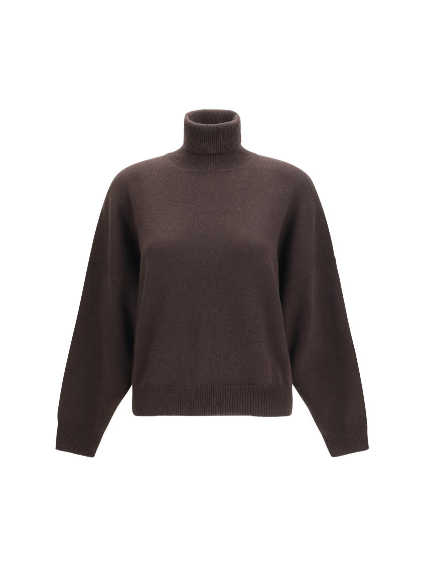Brown Solid Turtle Neck Sweater 1