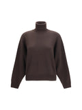 Brown Solid Turtle Neck Sweater 1