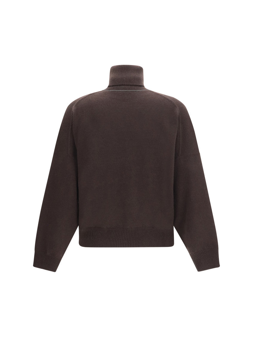 Brown Solid Turtle Neck Sweater 2