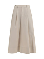 Beige Pleated Midi Skirt 1