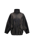 Black Solid Mock Collar Jacket 1