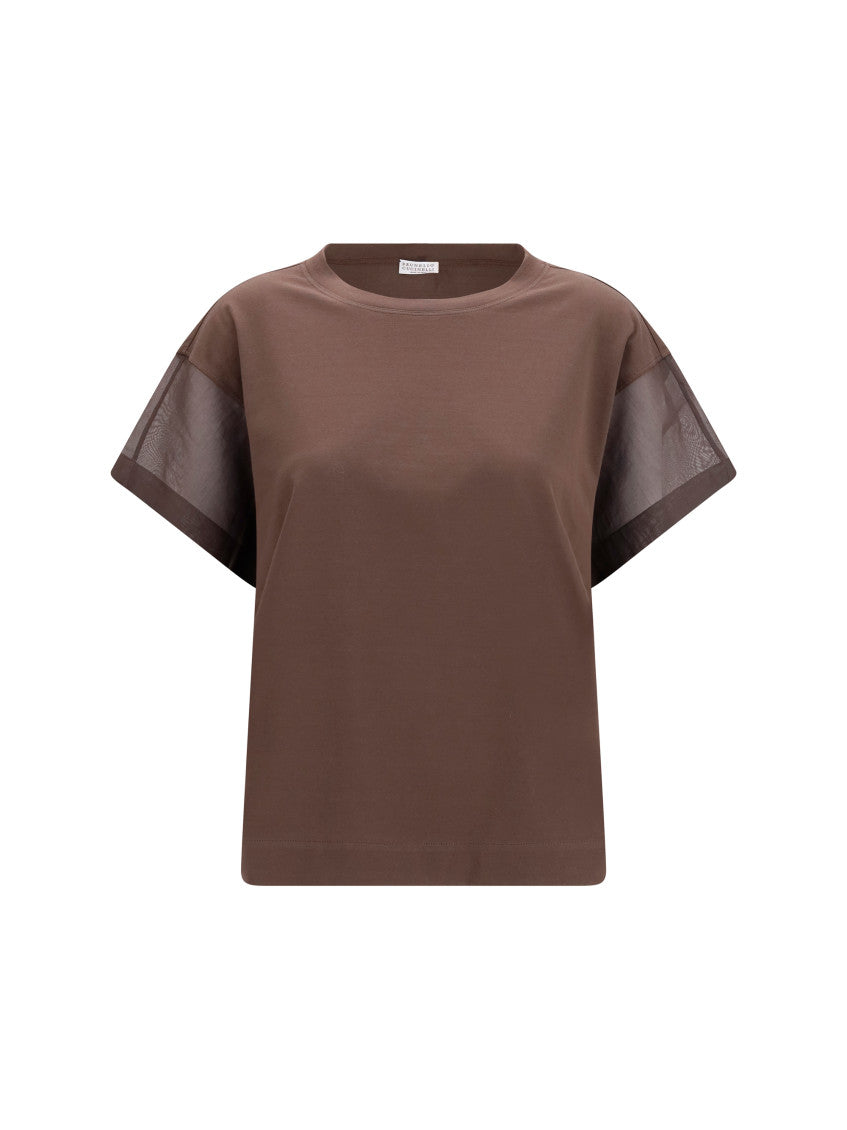 Brown Solid Crew Neck T-Shirt 1
