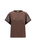 Brown Solid Crew Neck T-Shirt 1