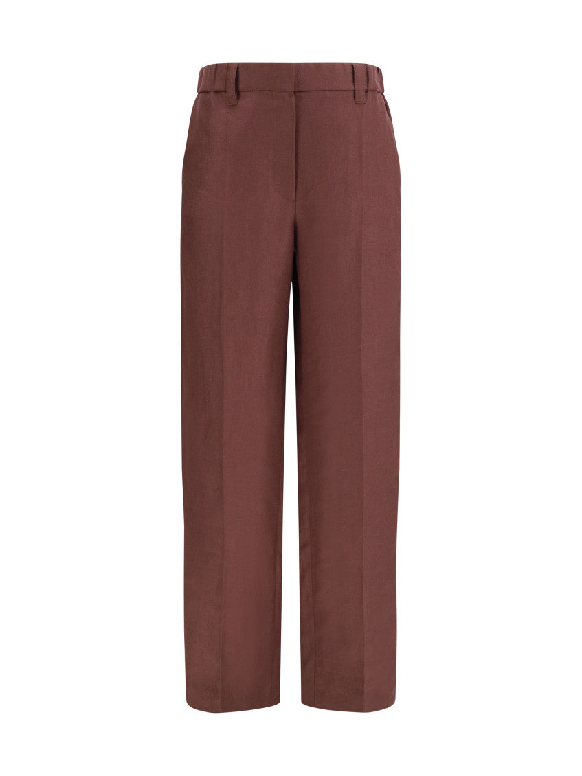 Brown Straight Flat Front Pant 1