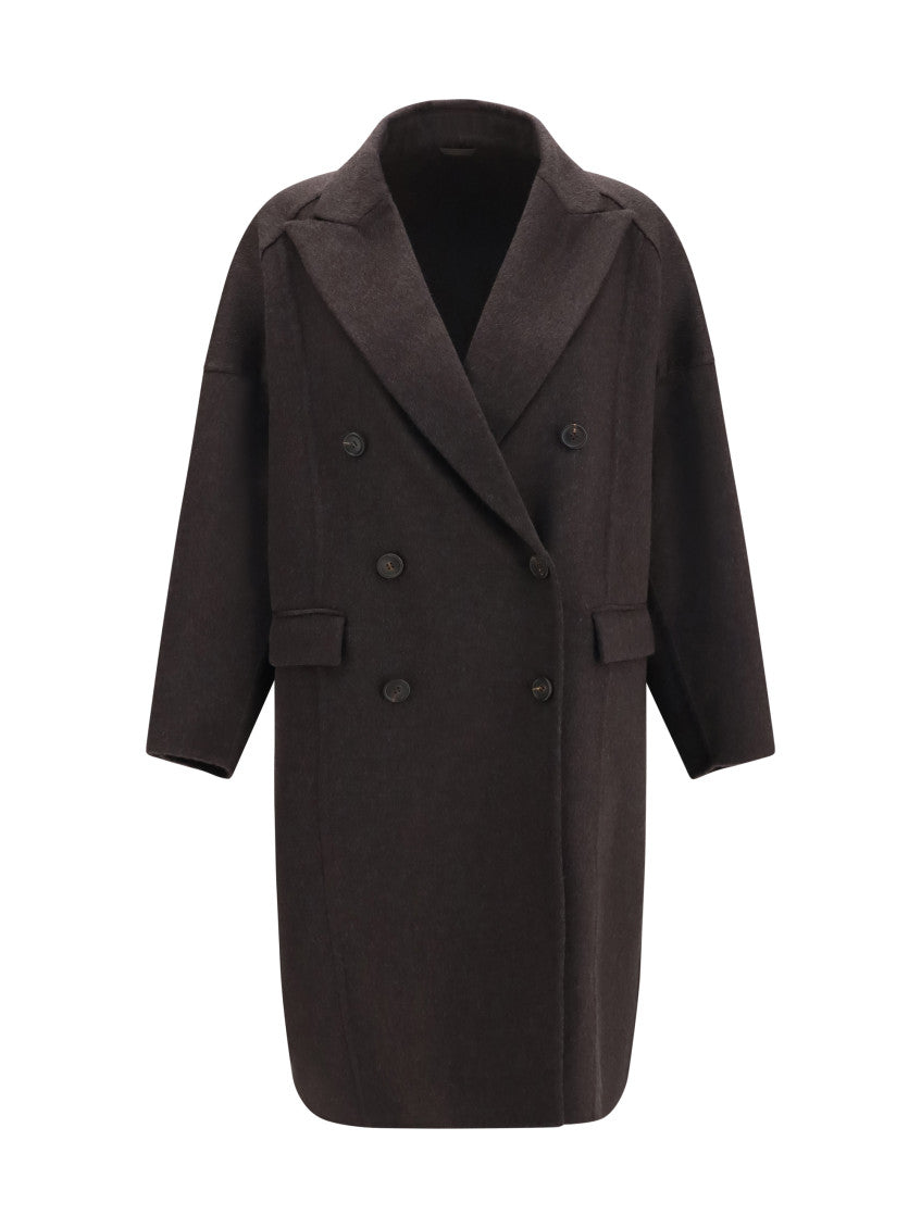 Brown Peaked Lapel Trench Coat 1