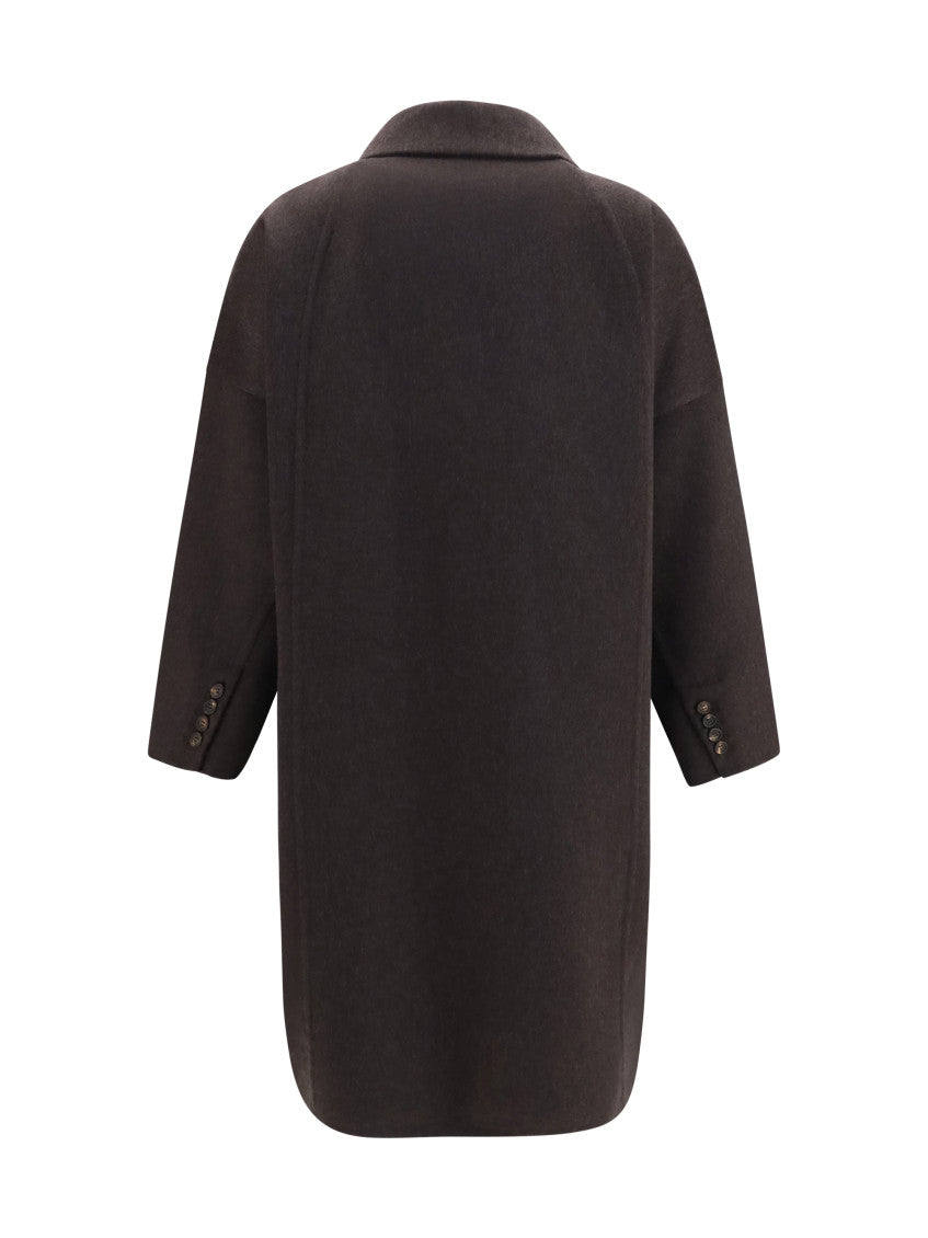 Brown Peaked Lapel Trench Coat 2