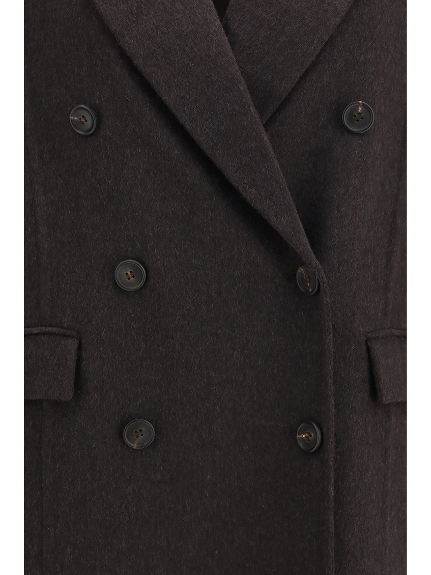 Brown Peaked Lapel Trench Coat 3